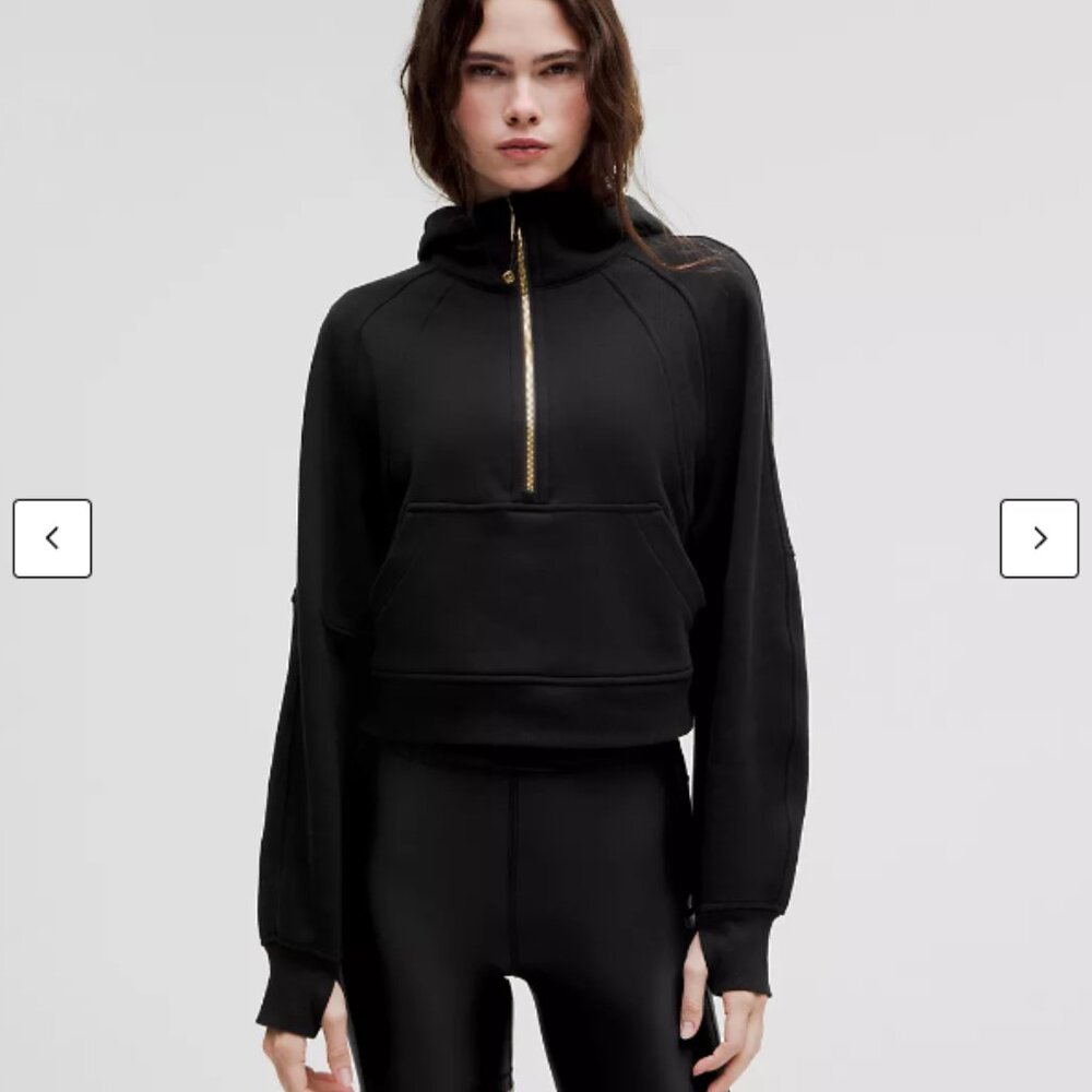 lululemon Scuba Oversized Half-Zip Hoodie — Black/Gold — Size M/L